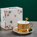 European luxury gold and silver embossed ceramic coffee cups and saucers Office milk scented tea golden coffee cups