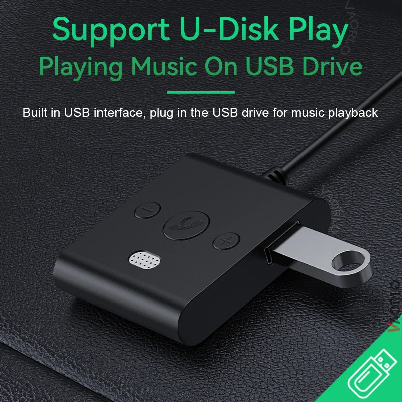 Bluetooth 5.4 Car Kit AUX Audio Receiver 3.5MM USB U-Disk Stereo Wireless Audio Adapter With Mic Handsfree Call Navigation Music