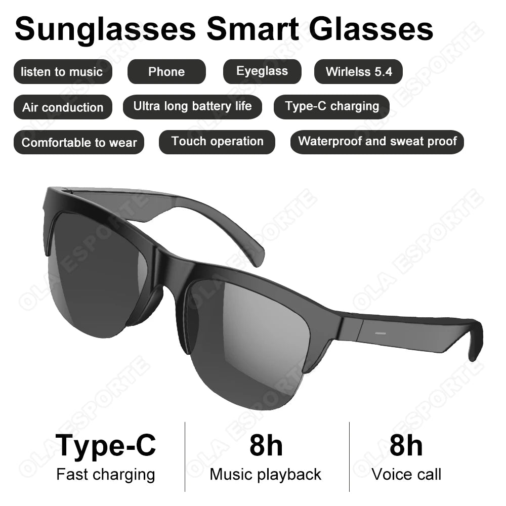 New Smart Glasses V5.3 Bluetooth Call High Quality Headphones Outdoor Sports Sunglasses Anti-touch UV Music Player for Men Women