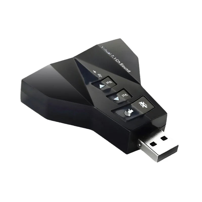 USB Virtual 7.1 Audio Card Dual Earphone Microphone Port Independent Sound Adapter Airplane Shaped External Sound Card