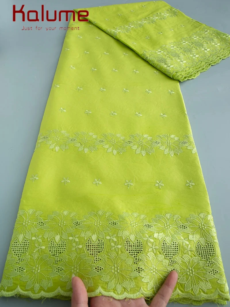 Kalume African Soft Cotton Fabric Dubai Lace Fabrics High Quality Material African Fabric for Sewing Man Suit Cloth 5Yards F4517