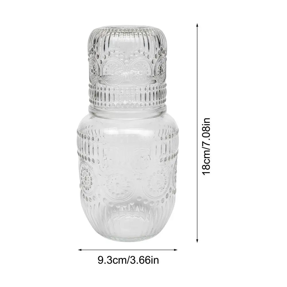 Water Carafe with Cup Snowflake Design Vintage Pitcher Glass Carafe for Tea Coffee Milk Juice Drink Tea Coffee Milk Juice