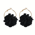 Vedawas Spring and summer holiday fashion cloth flower earrings,Multi-layer stereoscopic petal large circle earrings