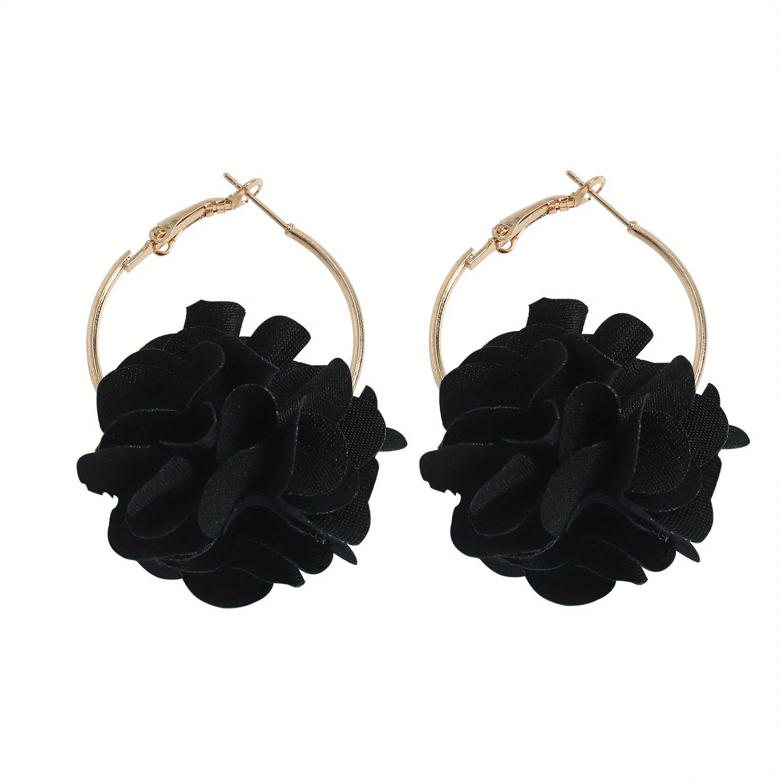 Vedawas Spring and summer holiday fashion cloth flower earrings,Multi-layer stereoscopic petal large circle earrings