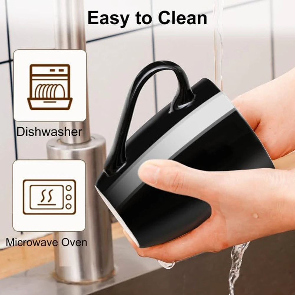 1 Pack Coffee Mug Ceramic Coffee Cups Ceramic 350ml Large Coffee Mug for Latte Tea Cappuccino Cocoa-Microwavable Black Red Cup
