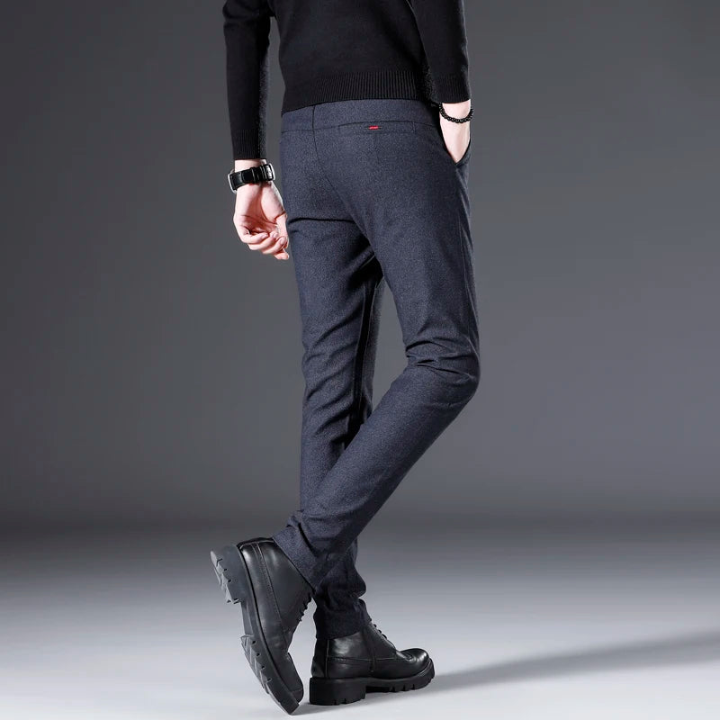 Men's Fashionable Dress Pants All-Season Cotton Blend Chino Trousers Korean Style Slim Fit Business Pants for Office Street