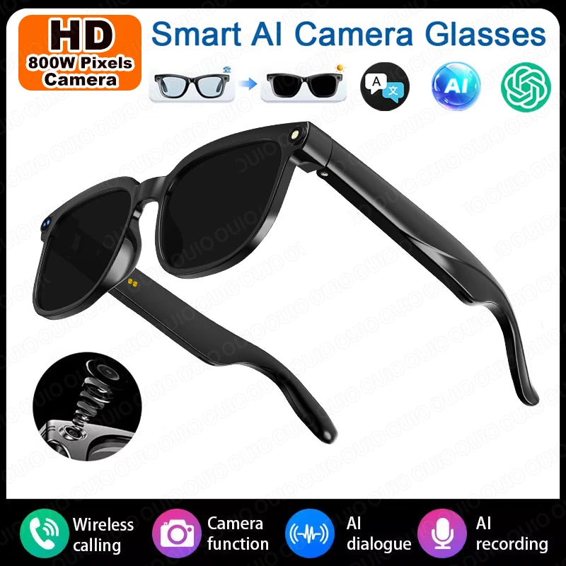 800W HD Camera Smart Glasses Photo AI Smart Assistant AI Translation Video Recording Smart Touch IP65 Waterproof Smart Glasses