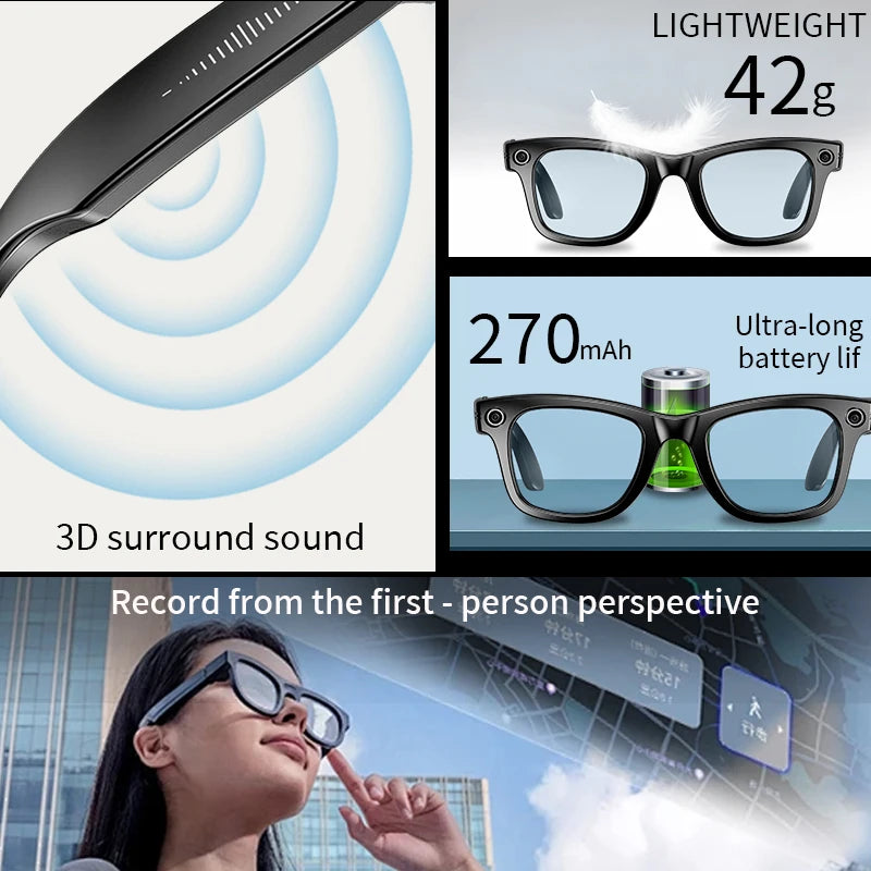 2026 New Upgrade Smart Glasses With AI Photo Recognition Bluetooth Call Translation Camera Video Recording Voice Sunglasses Men