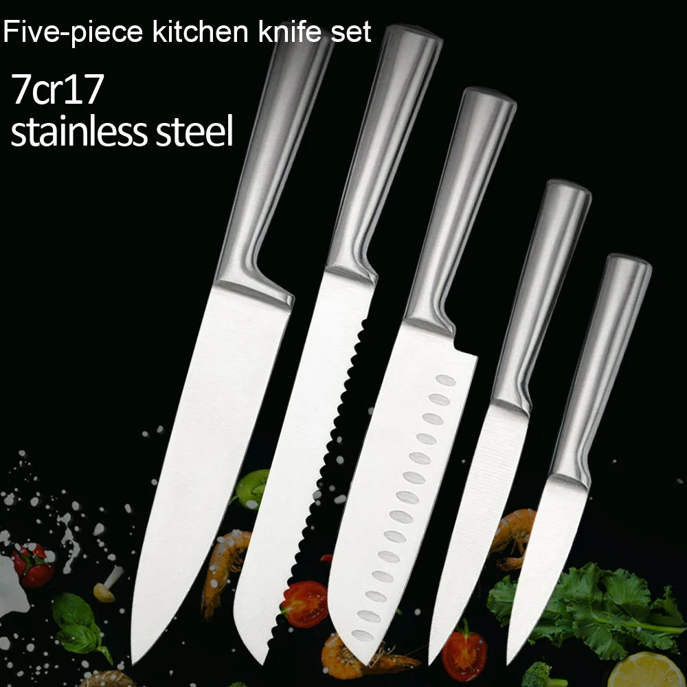 Kitchen Knife set 5-piece stainless steel kitchen with hollow handle Chef's knife Japanese knife Multi-purpose knife Fruit knife