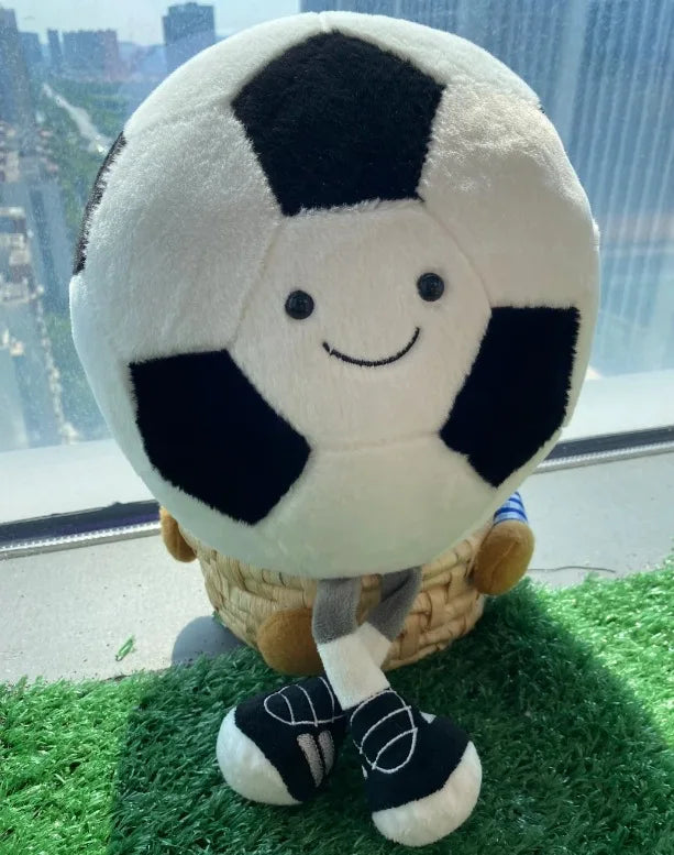 Cute Sports Ball Plush Series Soccer Basketball Tennis Soft Doll Keychain Bag Charm Stress Relief Kawaii Collectible Gift
