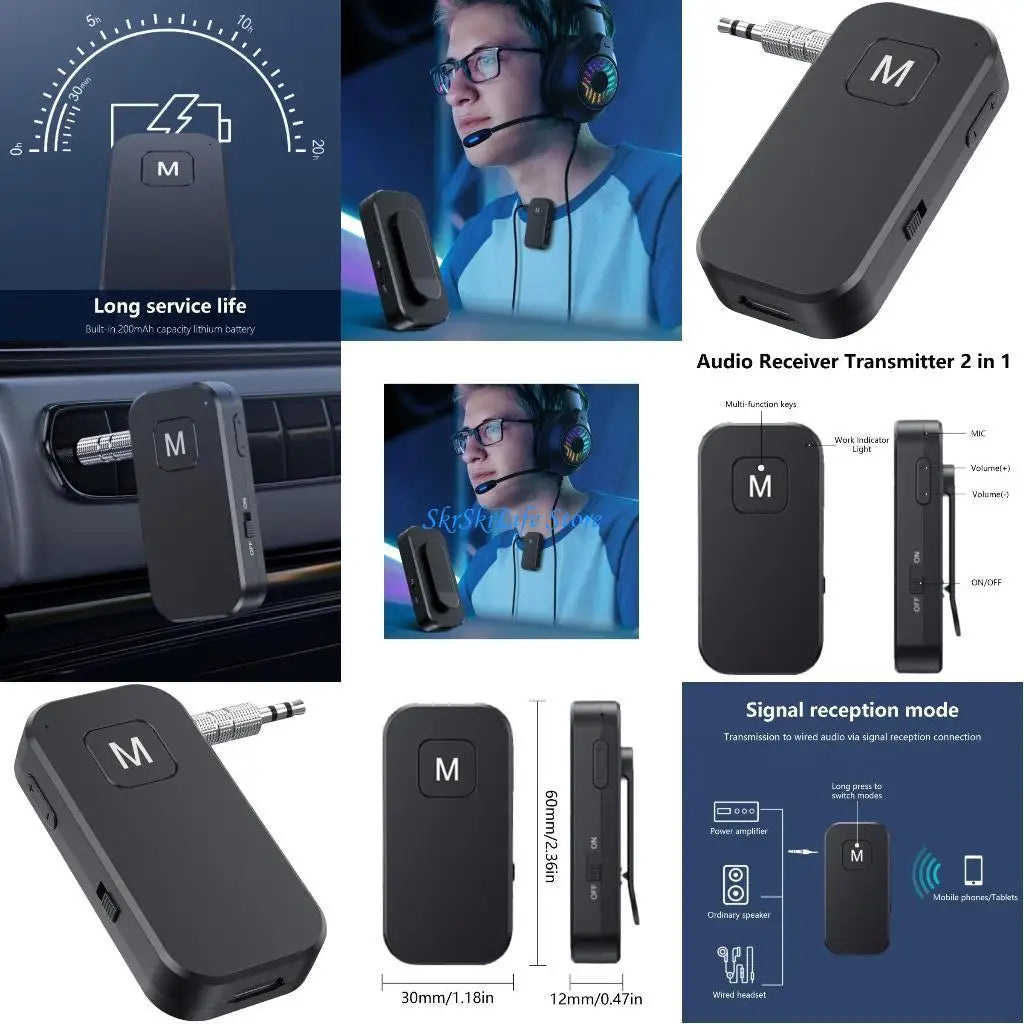 E65E Bluetooth-compatible 5.2 Transmitter and Receiver 2 in 1 Sound Adapter 3.5mm