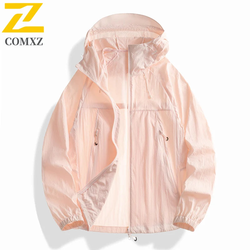 2025 Skin Sun Protection Jacket Men's Summer high quality UV Lightweight Ice Silk Hooded Coat Outdoor Riding Fishing Windbreaker