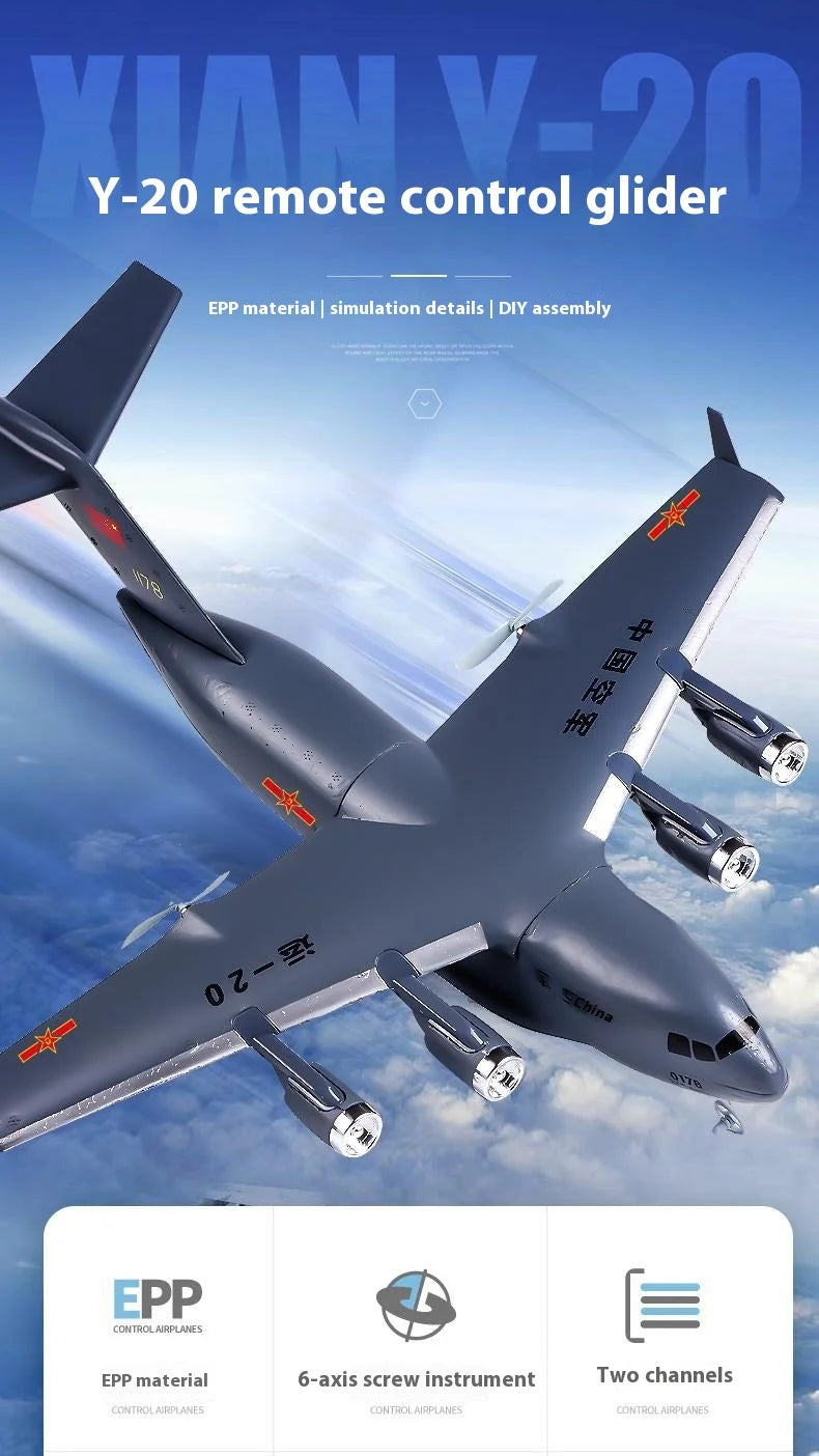 Rc Plane New Product: Chinese Military C17 Transport Aircraft, Y-20 Fixed Wing Qf005b Remote Control Glider, Diy Model Aircraft