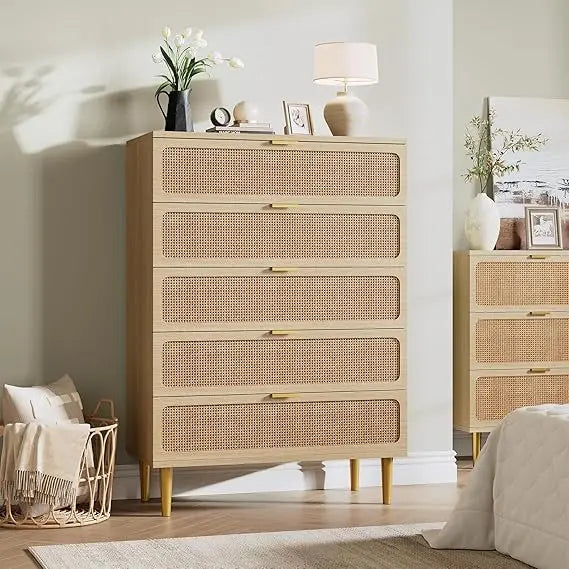5 Drawer Dressers for Bedroom, Tall Dresser with Deep Drawers, Large Chest of Drawers for Closet with Wide Top