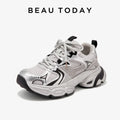 BEAUTODAY Sneakers  Women Mesh Solid Color Patchwork Thick Sole Lace-up 2024 Spring Female Leisure Shoes Handmade 29465