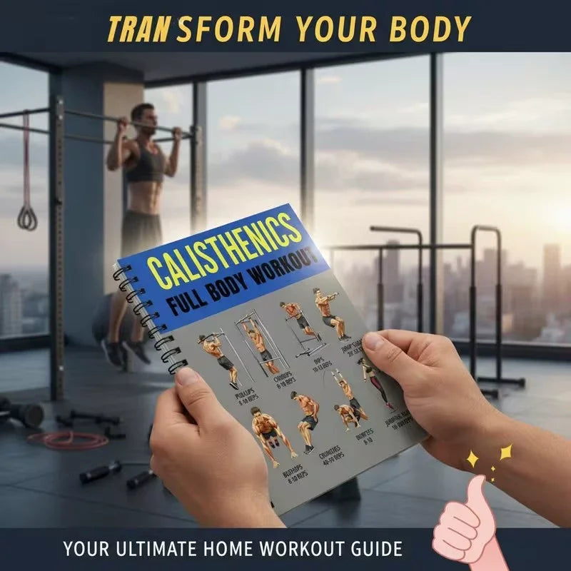 Calisthenics Full Body Workout Beginner's Bodyweight Training Exercise Learing Guide Book Daily Workout Log Card