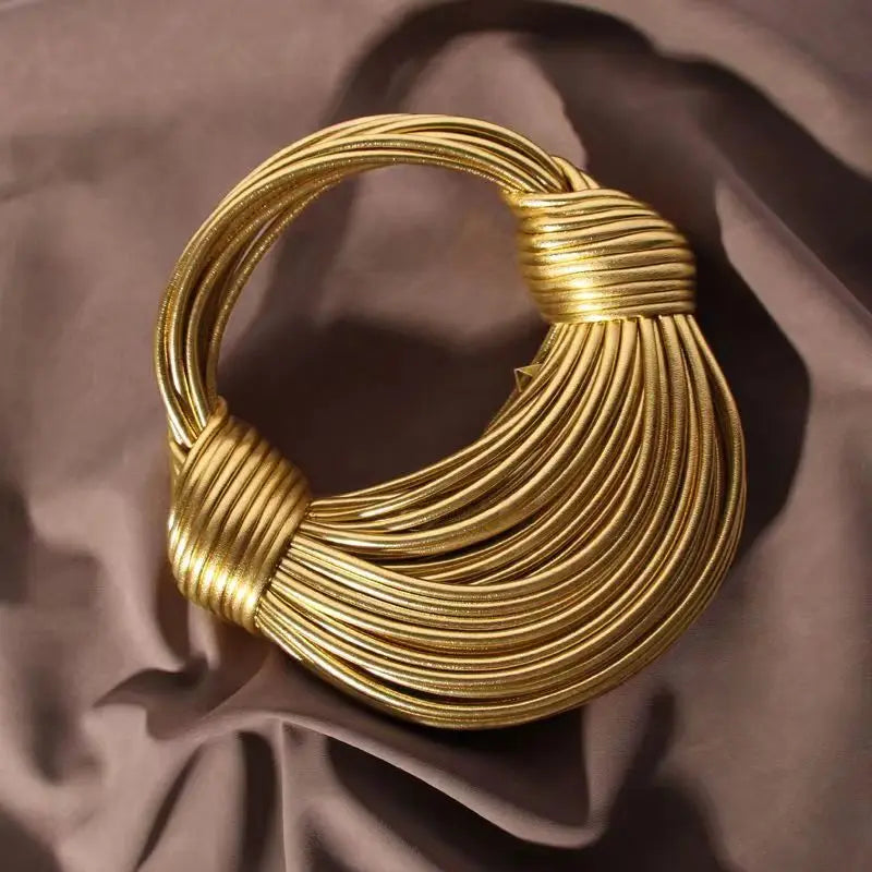 Handbags for Women 2025 New in Gold Luxury Designer Brand Handwoven Noodle Bags Rope Knotted Pulled Hobo Silver Evening Clutch