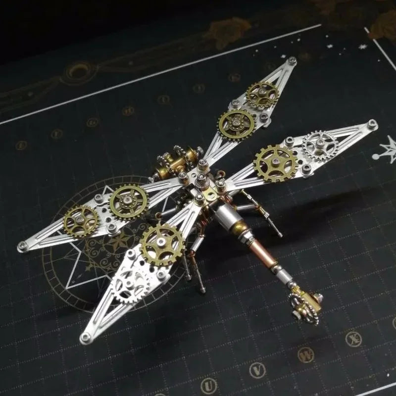 Metal Assembled Insect Ocean Player Spider Dragonfly Mosquito Punk Decorative Gift 3D DIY Tight Mechanical Insect Science Museu