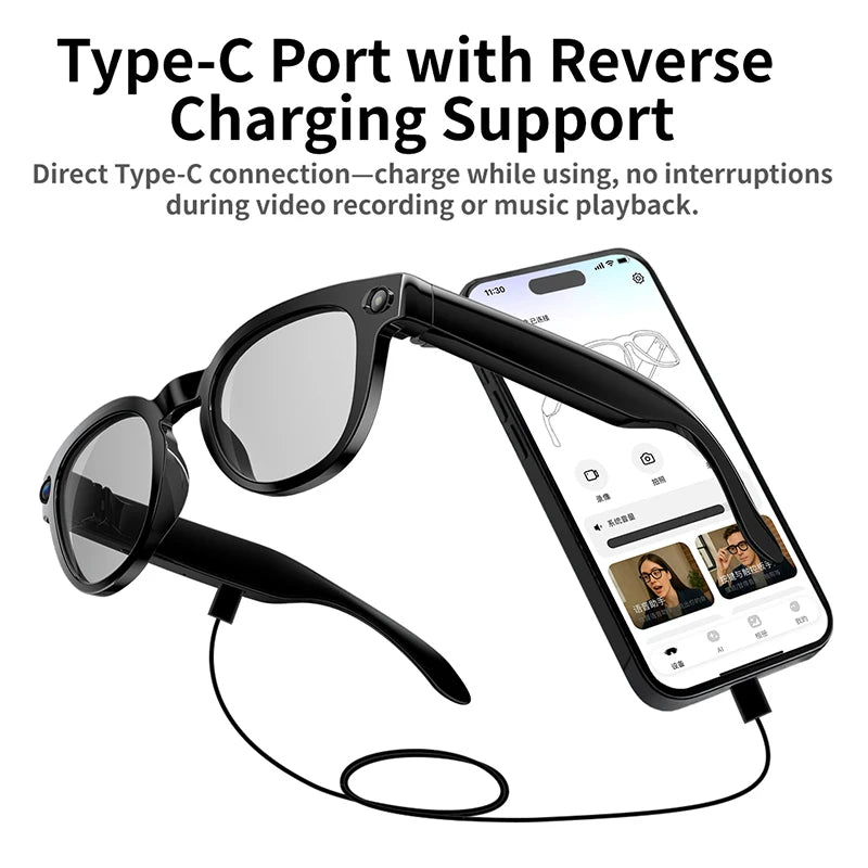 4K HD Smart AI Glasses 1080P 800W pixel AI Shooting Camera HD Photo Video Voice Call Translation Waterproof Bluetooth AI Glasses