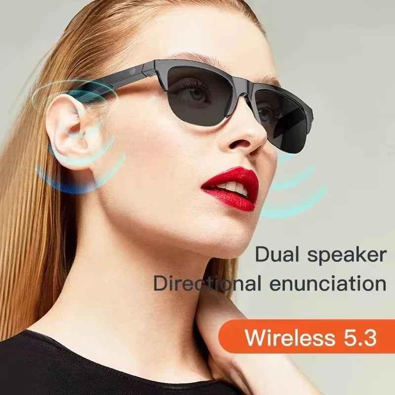2026 New Smart Bluetooth V5.3 Sunglasses Glasses Call Outdoor Sports Headphones HIFI Anti-touch UV For Men Women