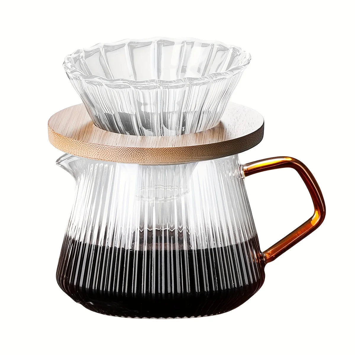 Pour Over Coffee Maker, 13oz / 20oz High Borosilicate Glass Carafe Coffee Server with Glass Coffee Dripper/Filter Set