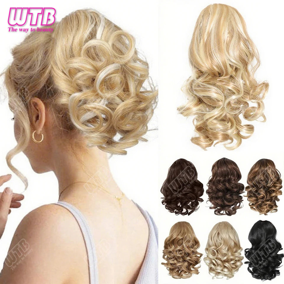 Ponytail Short Curly Drawstring Ponytail Hair Extension Synthetic Hair Extensions Ponytail Hairpieces for Women
