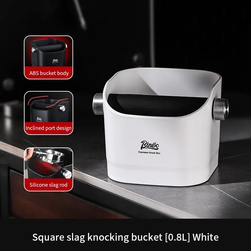 Bincoo Coffee Knock Box 0.8L Espresso Grounds Container Anti Slip Espresso Dump Bin Grind Beveled Barista Goods Cafe Accessories
