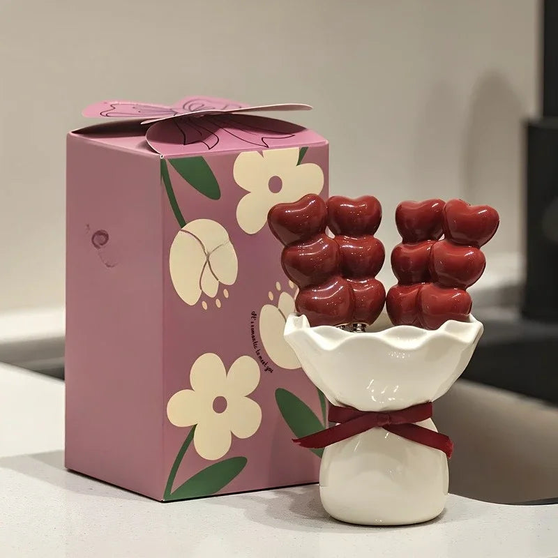 Kitchen Fruit Fork Cute Dessert Home Tableware High Appearance Creative Ceramic Container Stainless Steel Small Fork Set Gift
