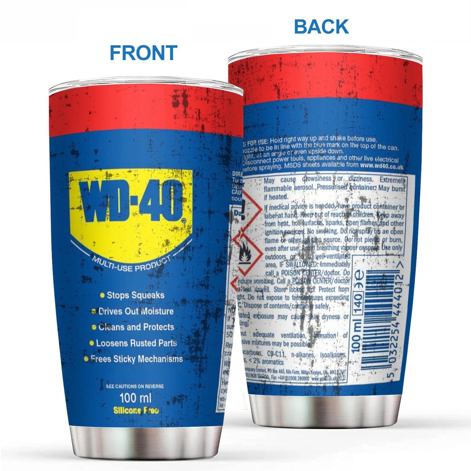 20Oz Stainless Steel Insulated Tumbler WD40 Engine Oil filter print Double walled with Straw and Lid keep Cold Hot Drink Car Cup