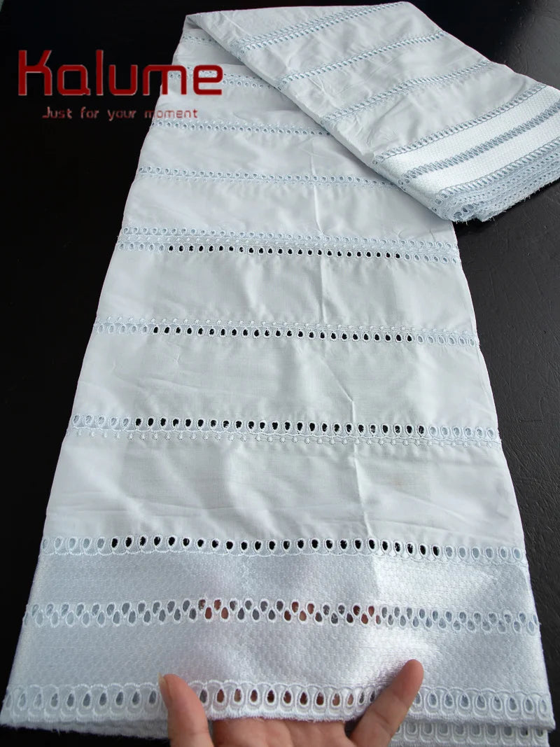 Kalume African Soft Cotton Fabric Dubai Lace Fabrics High Quality Material African Fabric for Sewing Man Suit Cloth 5Yards F4517