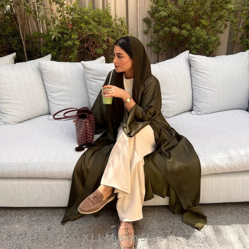 Ramadan Decoration 2024 Muslim Girl Army Green Prayer Dress Robe Abaya Dubai Luxury Femmes Kaftan Kebaya Cardigan Islamic Gift