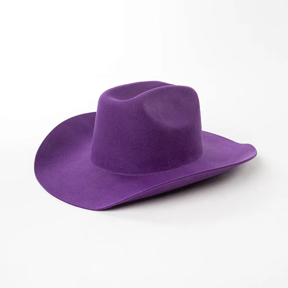 USPOP 100% Wool Cowboy Hat Unisex Wide Brim Felt Hat Solid Color Classic Fedora Style Multiple Sizes S–XL Autumn Winter