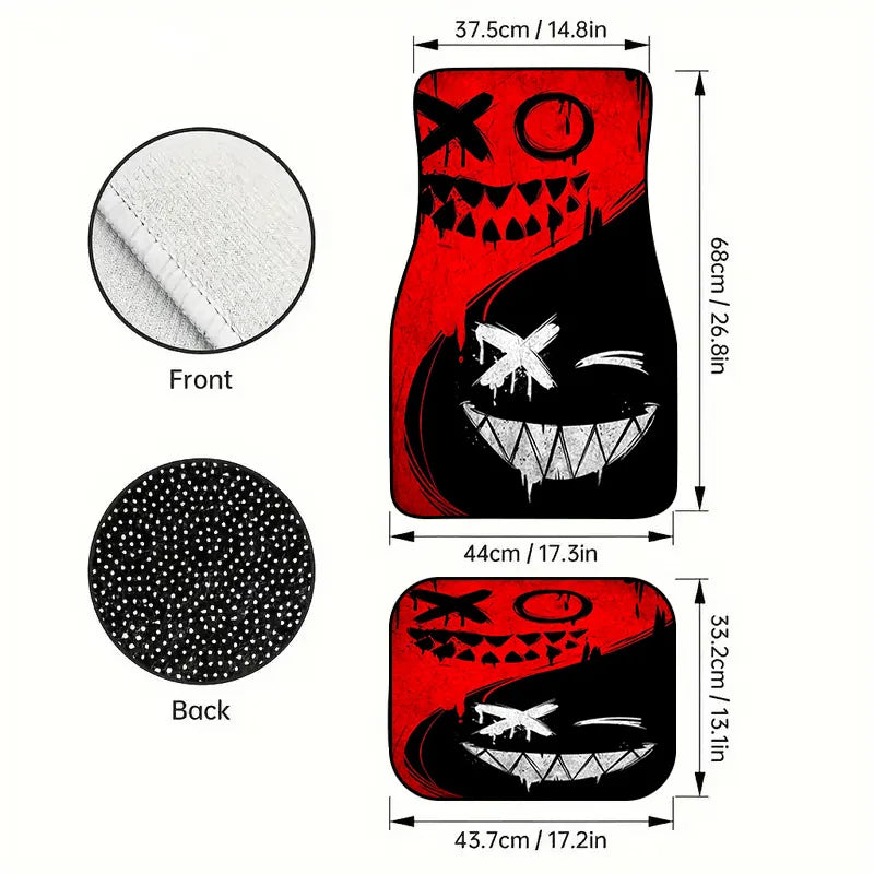 Car Mats 4pcs Polyester Fiber All-Season Vehicle Floor Mats with Anti-Slip Base, Easy To Clean Car Interior Accessories