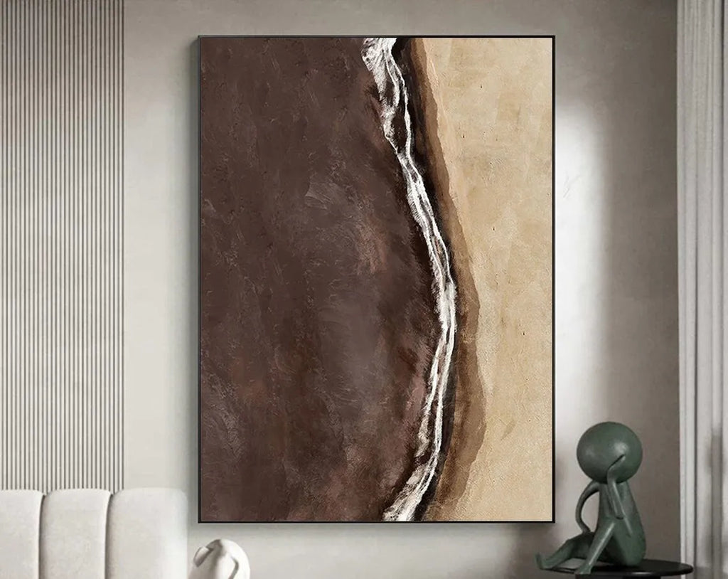 Brown Beige Black Texture Painting Mural Brown Beige Black Minimalist Abstract Painting Modern Abstract Artwork Scandinavian