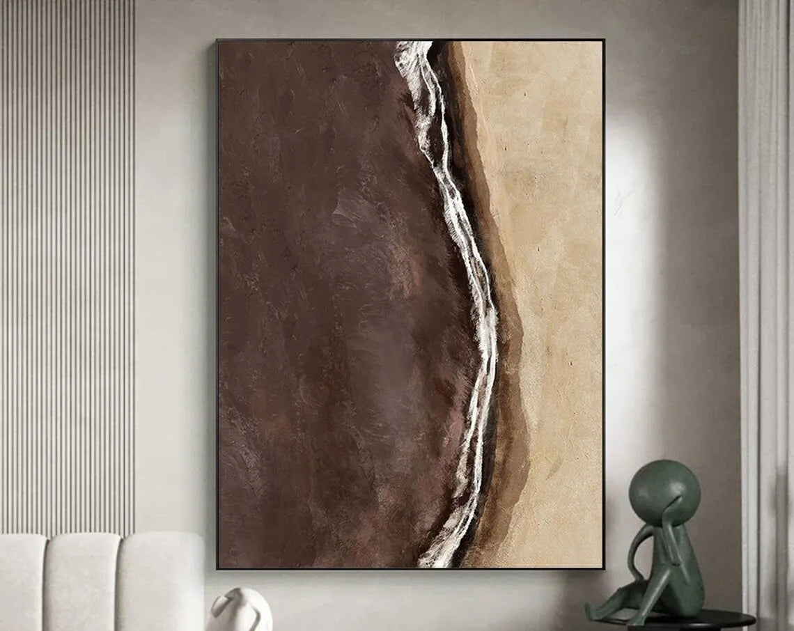 Brown Beige Black Texture Painting Mural Brown Beige Black Minimalist Abstract Painting Modern Abstract Artwork Scandinavian