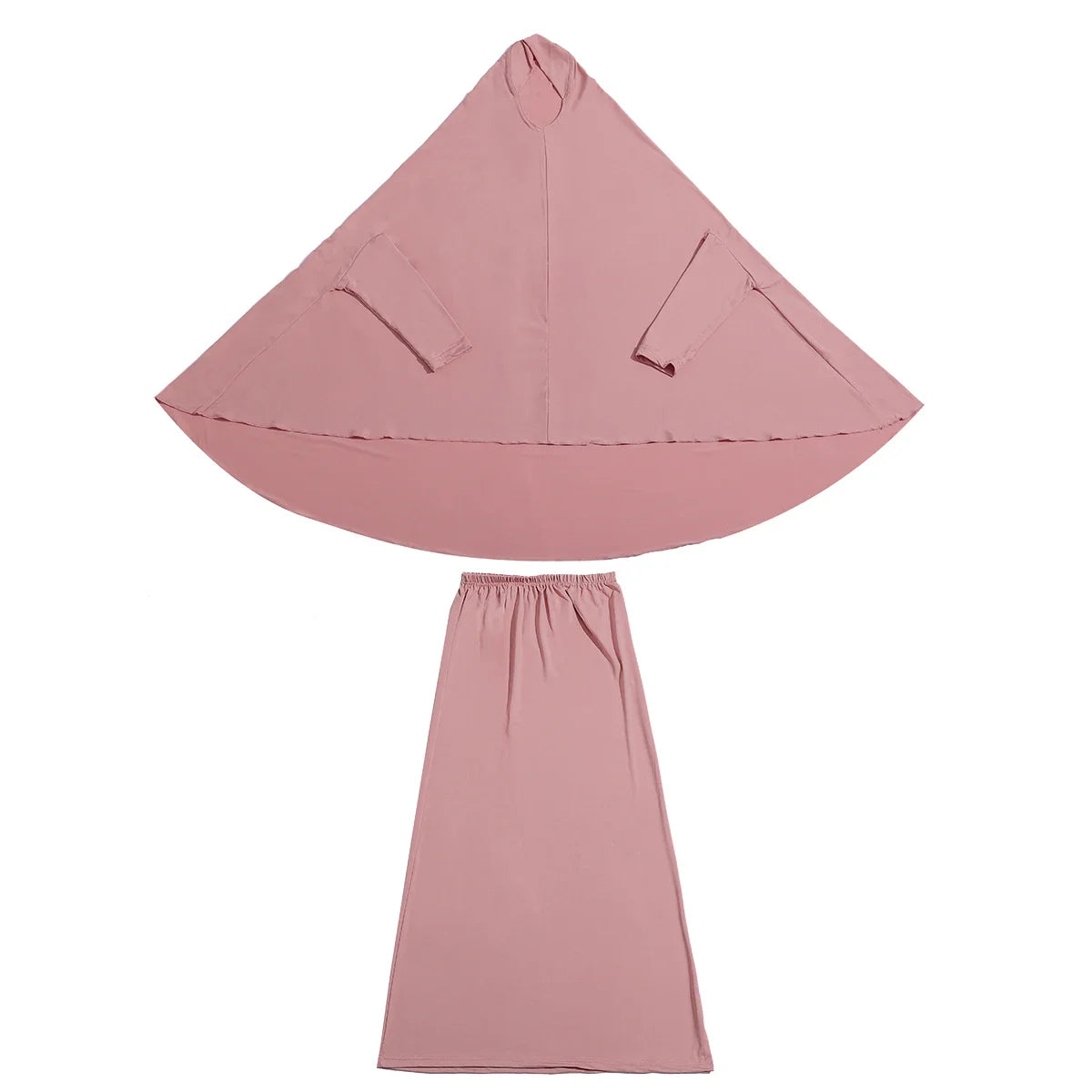 Ramadan Muslim Women Khimar Skirt 2 Pieces Set Eid Hooded Prayer Hijab Scarf Dress Burqa Robe Abaya Kaftan Overhead Islamic Gown