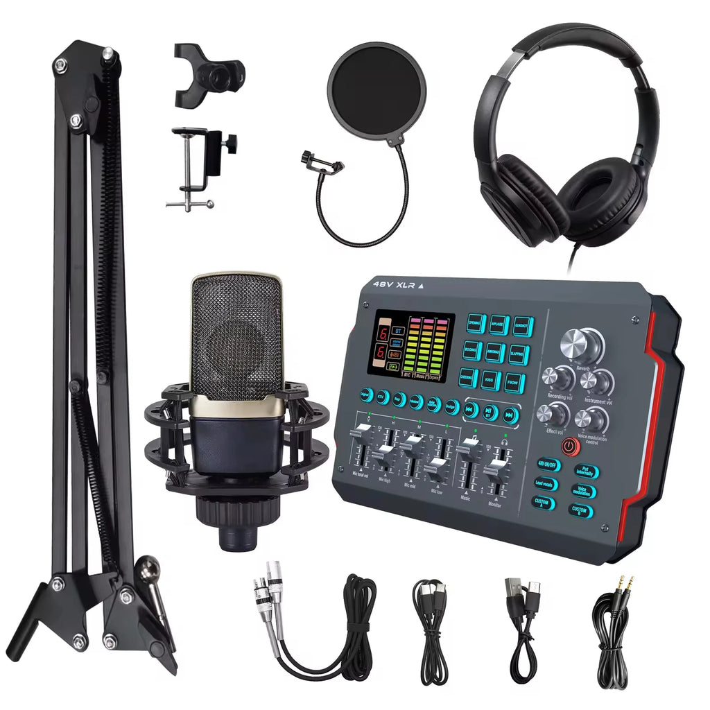 M16 RGB PC Sound Card Podcast Audio Interface Podcast Microphone Podcast Headset Soundcard Audio Interface