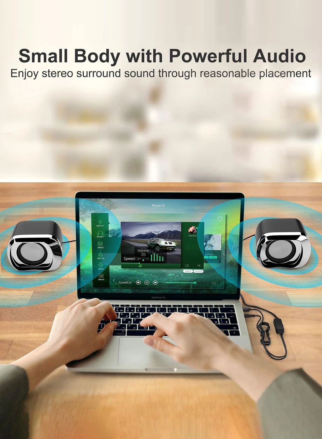 Computer Speaker - Compact and Delicate Laptop Speakers with Volume Control and 3.5 Mm Audio Plug, USB-Powered Desktop Speaker