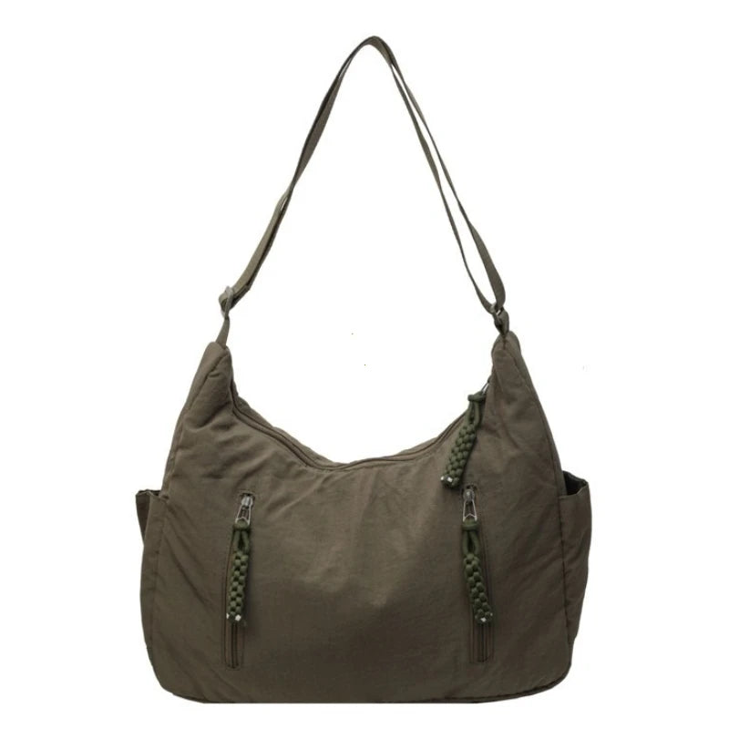 Trendy Women's Soft Cloth Shoulder Bag Solid Color Student 2026 Spring Y2k Casual Style Big Handbags Crossbody Bags for Women