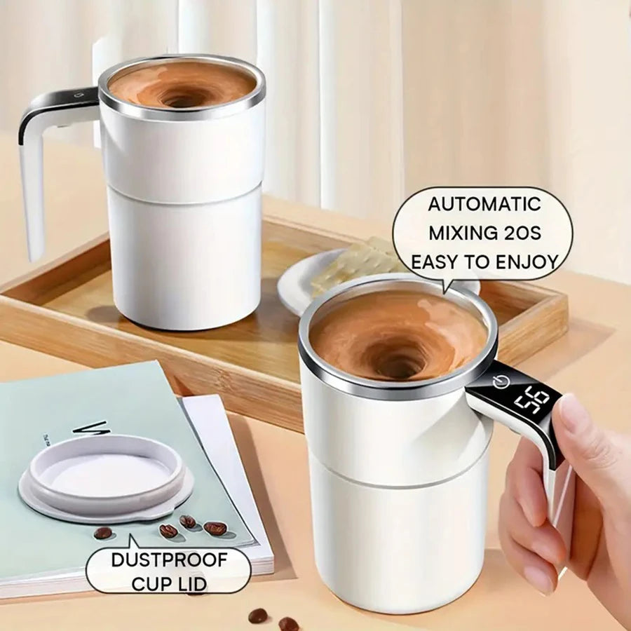 Digital temperature automatic stirring cup, automatic magnetic self stirring coffee cup with temperature display function,