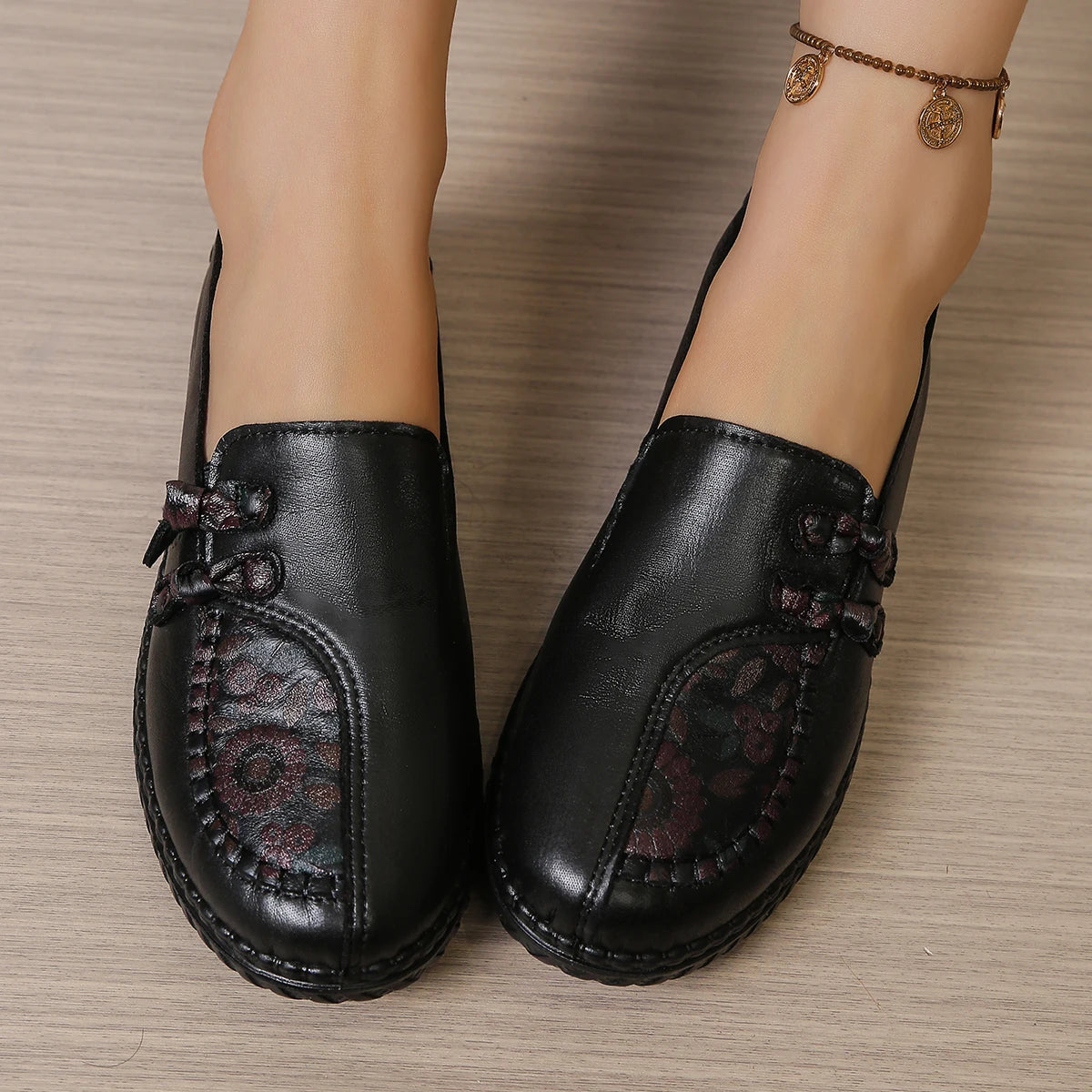 Women's shoes, mom's casual shoes, leather flat shoes, best-selling, elegant and comfortable loafers, free shipping shoes