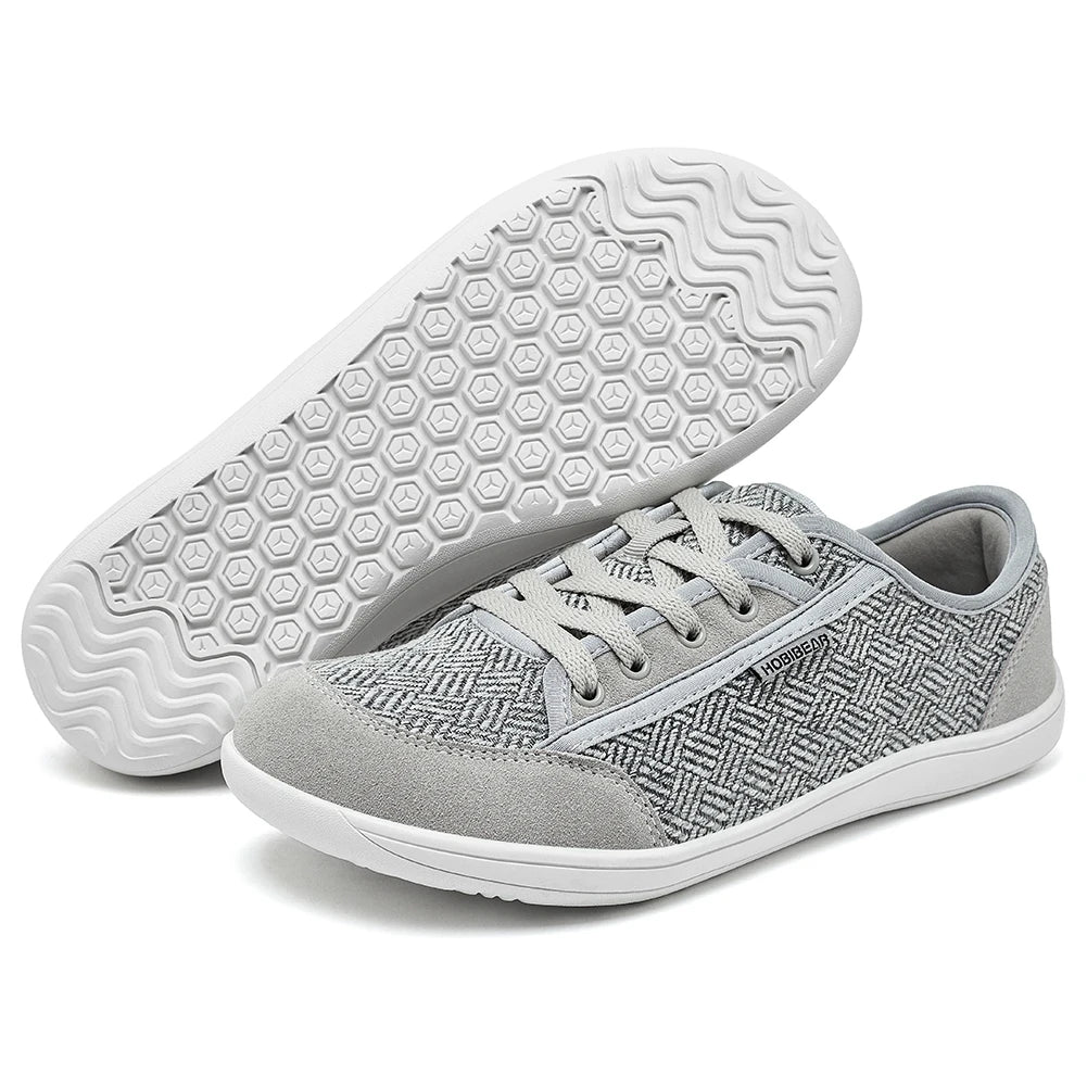 HOBIBEAR Barefoot Shoes Mens Womens | Zero Drop | Wide Toe | Minimalist Cowhide Leather Lace Up Fashion Sneakers