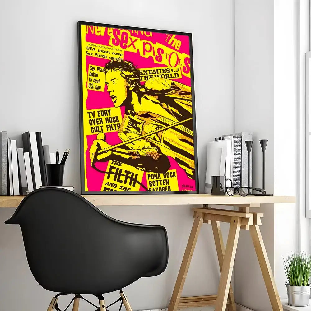 One Of The Influential Punk Band Painting Calligraphy Canvas Poster: Crease Free Waterproof Durable All Space Wall Decor