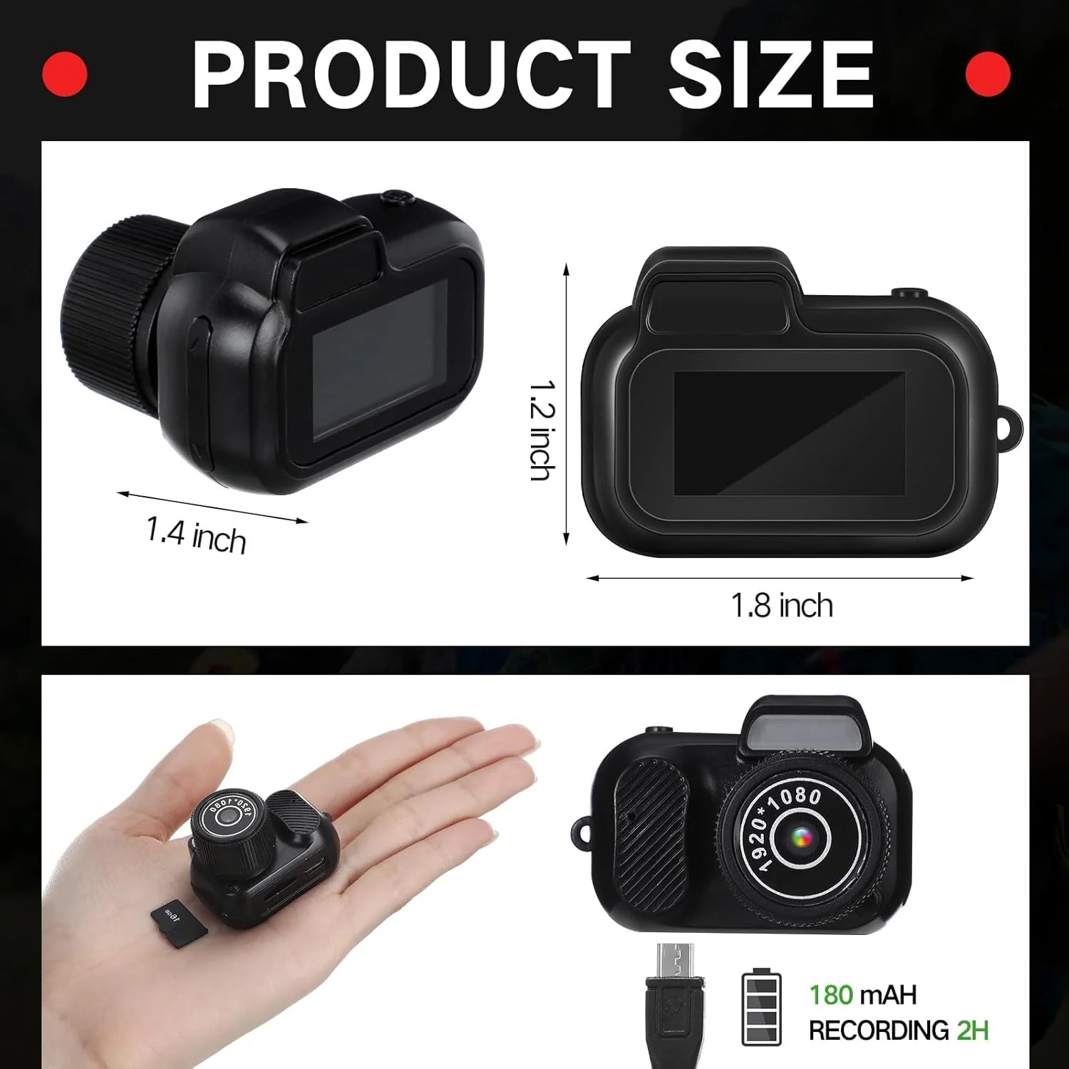 Retro Mini Camera with Screen Indoor Home Outdoor 1080p HD Portable Very Small Camera Video  Support TF Card Holiday Gifts