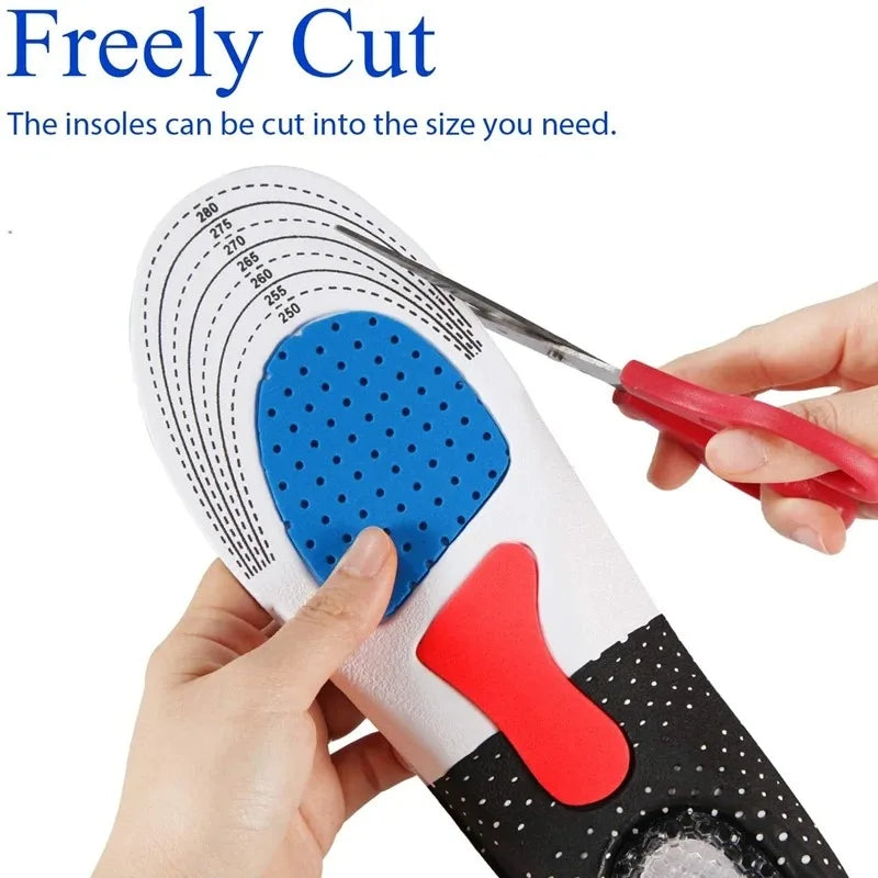 Cuttable Breathable Orthotic Arch Support Shoe Insoles for Men Women Soft Running Cushion Memory Gel Pad with Sweat Absorption