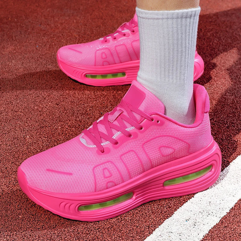 New Men's Running Shoe Night Fluorescent Women Carbon Plate Lace-Up Jogging Cushioning Sneakers Lightweight Casual Shoes