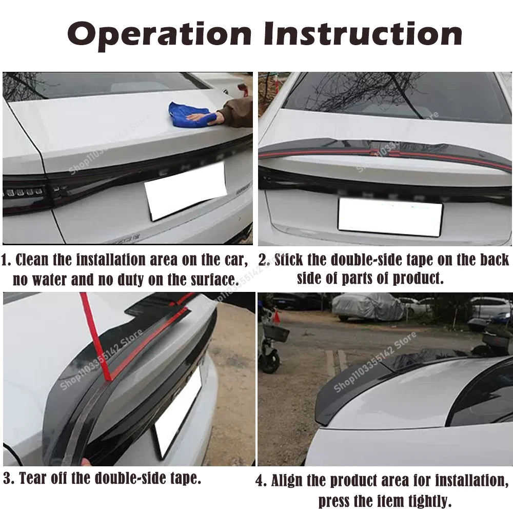 New Style Universal 3pcs Sedan Rear Trunk Tail Rear Wing Spoiler 117-127cm Adjustable DIY Refit Boot Wings Spoiler Car Accessory