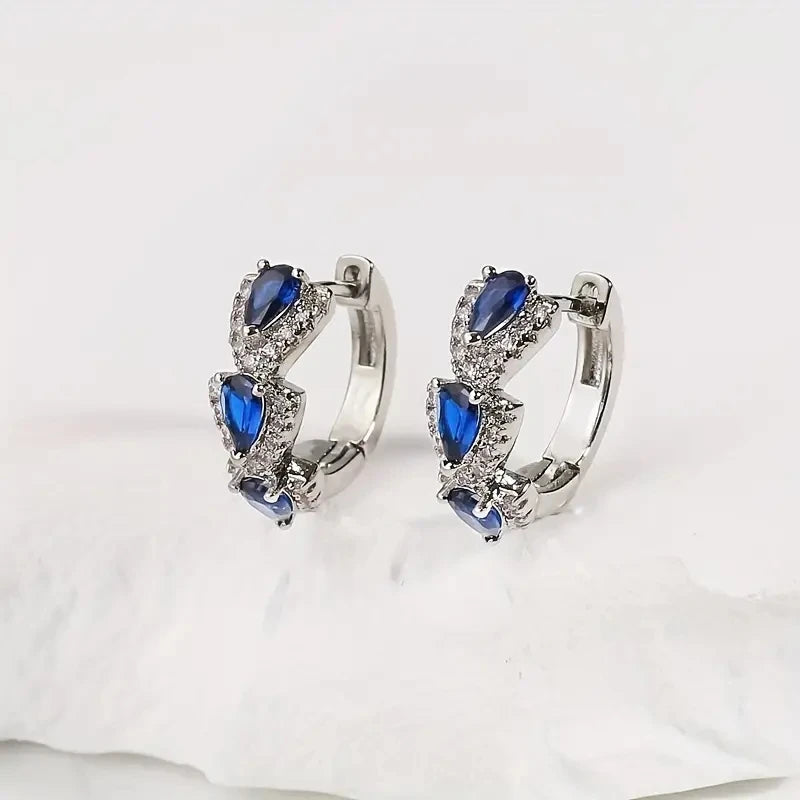 Dazzling Shiny Synthetic Gemstone Hoop Earrings - Fashion-Forward Elegant Style for Banquets & Parties - A Perfect