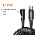 Toocki PD 20W USB Cable 90 Degree Elbow Data Cable Fast Charging For iPhone 14 13 12 11 Pro Max LED Indicator Phone Charge Cord
