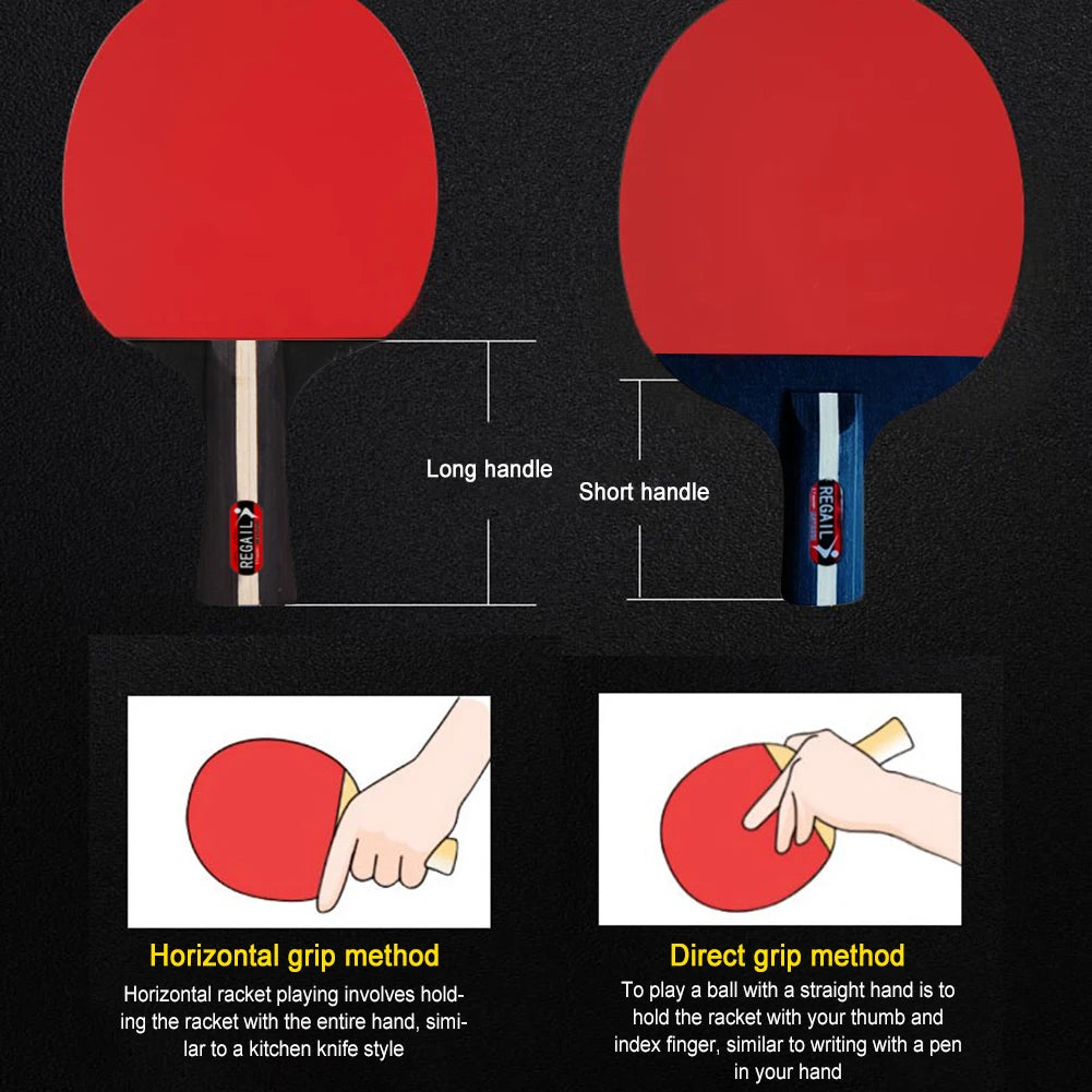 Table Tennis Racket 2 Rackets & 3 Balls Table Tennis Paddles Professional Ping Pong Paddle with Bag for Beginners Training Game